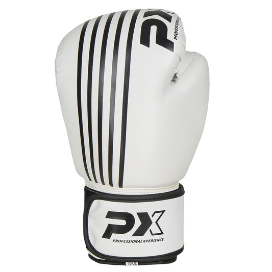Gants de boxe PX SPARRING, cuir synthétique blanc-noir 8-16 oz - Gants d'entraînement rembourrés