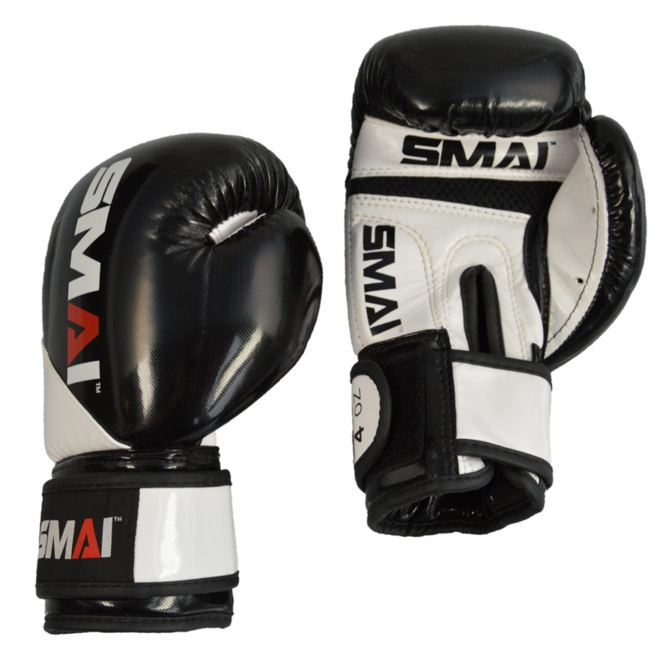 Gants de boxe SMAI Kids PU, noir et blanc – coupe ergonomique