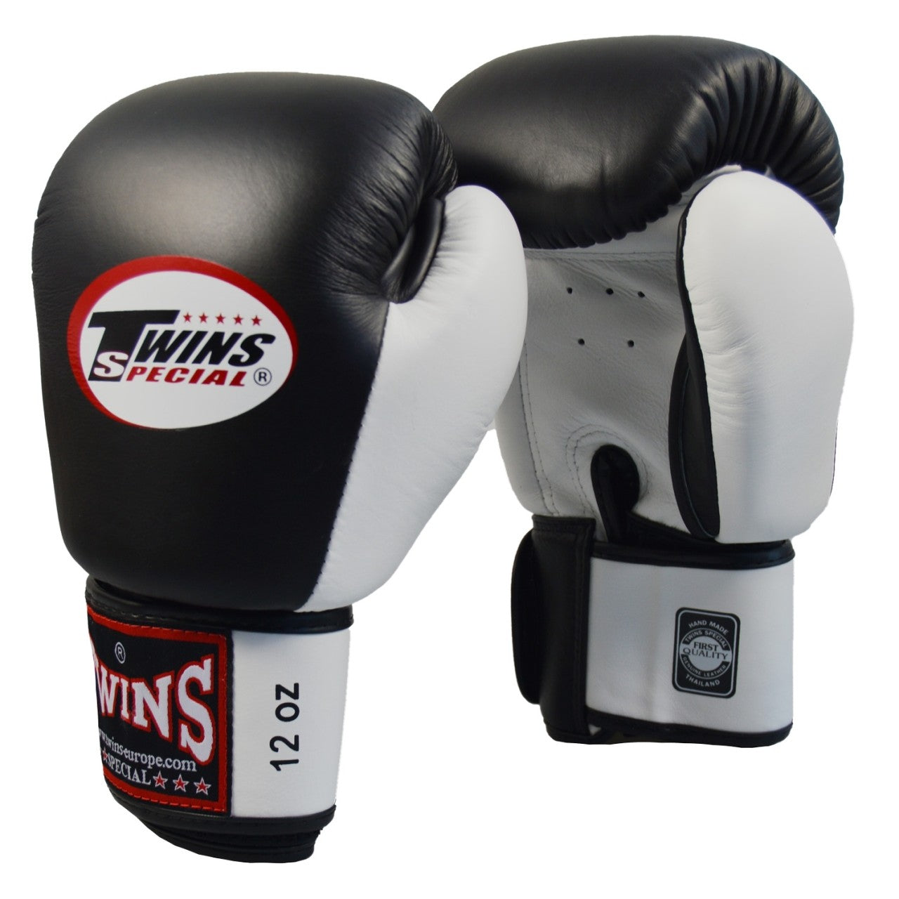 Gants de boxe TWINS noirs et blancs – coupe ergonomique