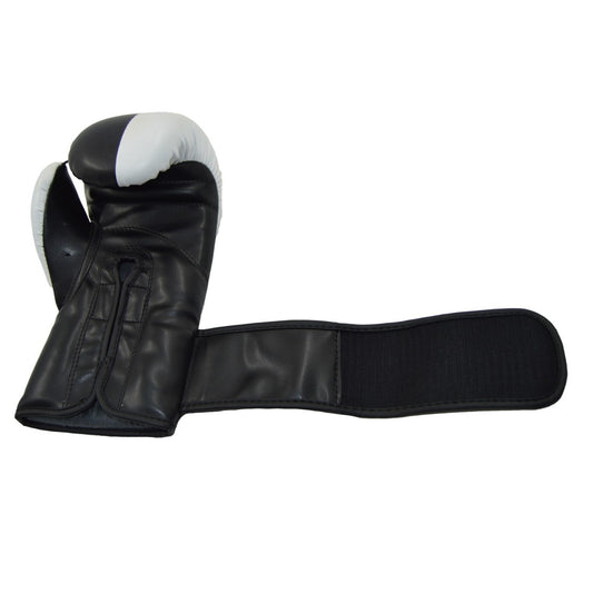 Gants de boxe PX « Préparé au combat » en cuir synthétique noir et blanc, 57 g, 473 g – Gants d'entraînement rembourrés