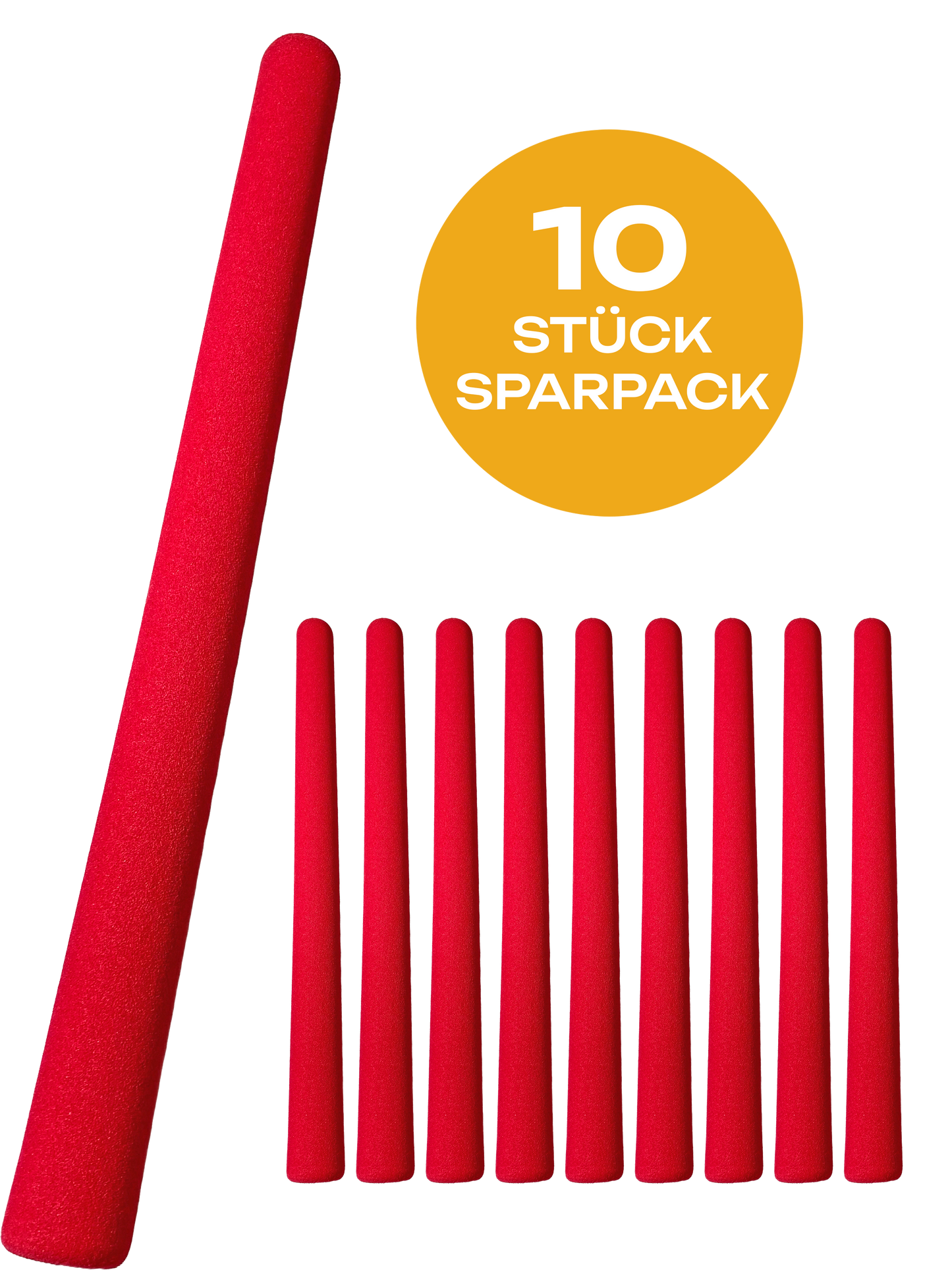 Lot de 10 bâtons d'entraînement Escrima Safety 50 cm rouges avec housse en mousse