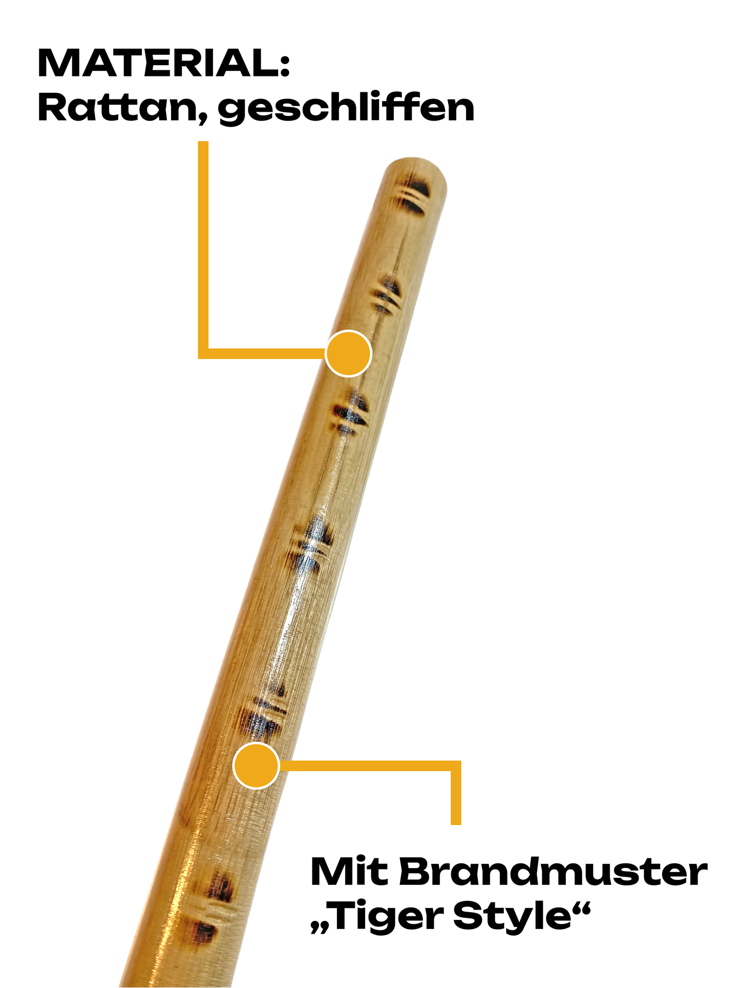 Lot de 10 bâtons d'escrime style tigre 65 cm - Bâton en rotin - Arnis Kali Weapon Training