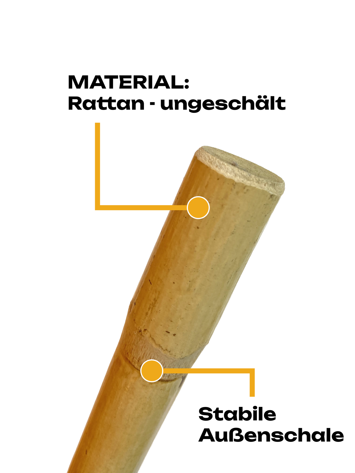 Lot de 10 bâtons d'escrime en rotin non décortiqués 65 cm - Stable avec coque extérieure - Bâton Arnis Kali