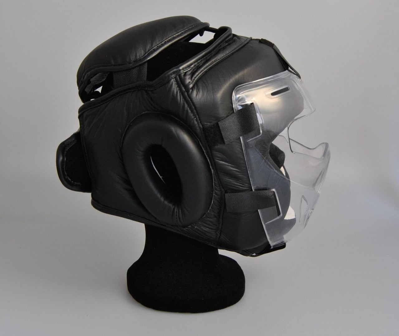 Protection de tête avec visière en cuir véritable noir - Karaté, Taekwondo, Kickboxing - Protections pour arts martiaux