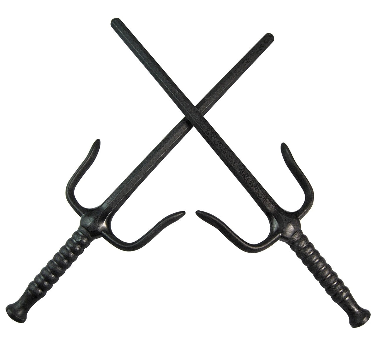 Arme d'entraînement en plastique Sai d'environ 49,5 cm noire par paire en plastique