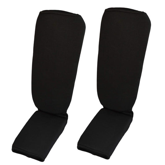 Protège-tibias en tissu noir, coupe ergonomique – avec fermeture velcro