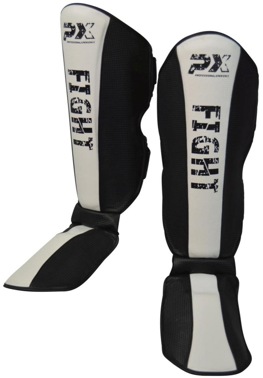 Protège-tibias PX FIGHT II en cuir synthétique, coupe ergonomique – avec fermeture velcro