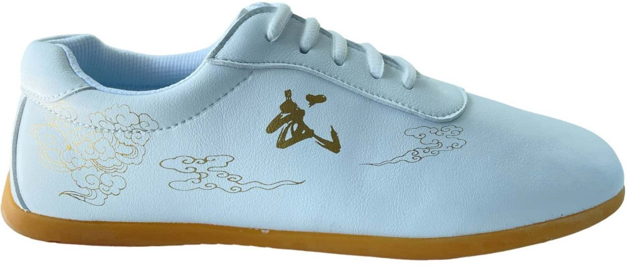 Chaussures d'arts martiaux WU, cuir, blanches