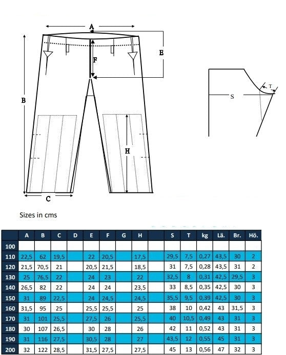 Pantalon de judo blanc, coton – coupe large pour les coups de pied hauts, ceinture élastique avec cordon de serrage