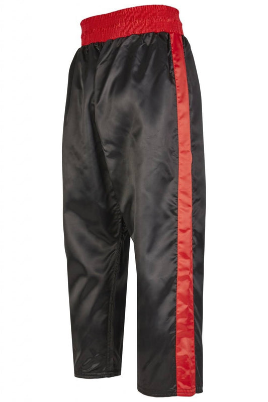 Pantalon de kickboxing PX Basic avec broderie « Kickboxing » - Noir/Rouge avec ceinture élastique - Design souple - Pantalon de kickboxing brodé - Taille 100 à 200 cm