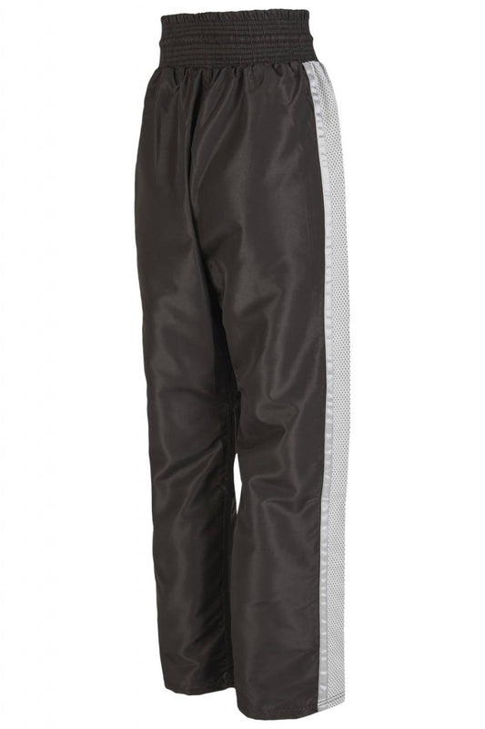 Pantalon de Kickboxing PX Dynamic - noir-gris avec mesh - Coupe large avec ceinture élastique - Kickboxing, Thaiboxing - Taille 100 à 200 cm