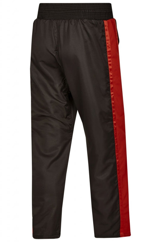 Pantalon de Kickboxing PX Dynamic - noir-rouge avec mesh - Coupe large avec ceinture élastique - Kickboxing, Thaiboxing - Taille 100 à 200 cm