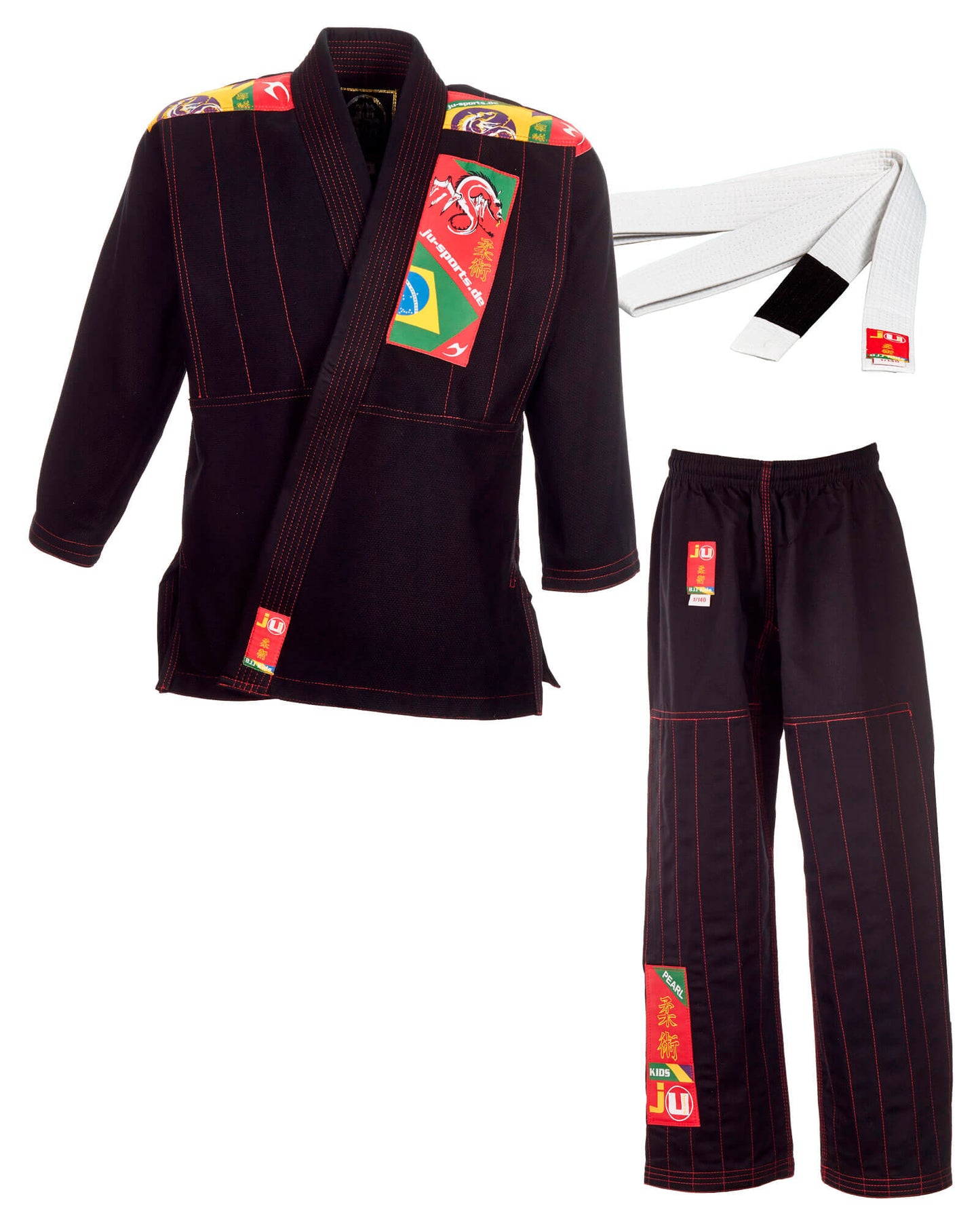 Combinaison de jiu-jitsu brésilien pour enfants, noire
