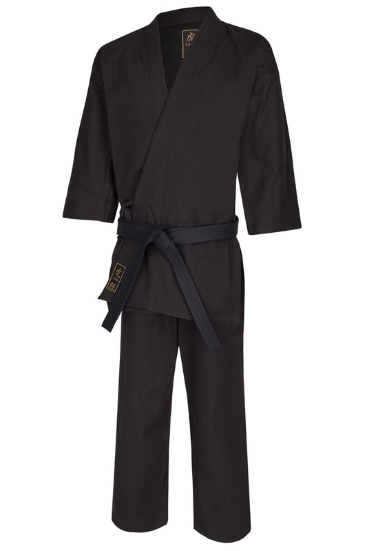 Combinaison Ninjutsu Pro Extra noire 14 oz lourde - Ensemble Ninjutsu Gi (veste, pantalon avec cordon de serrage) tissu en toile