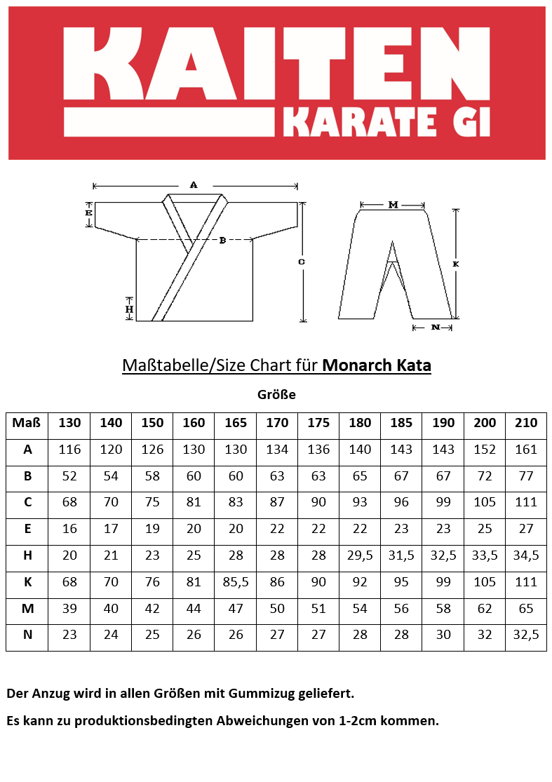 Tenue de karaté KAITEN Monarch Kata - Karaté Gi blanc 14 oz coton - Pantalon avec ceinture élastique