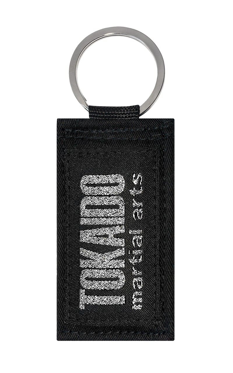 Karate Schlüsselanhänger, TOKAIDO martial arts Obi, schwarz-silber