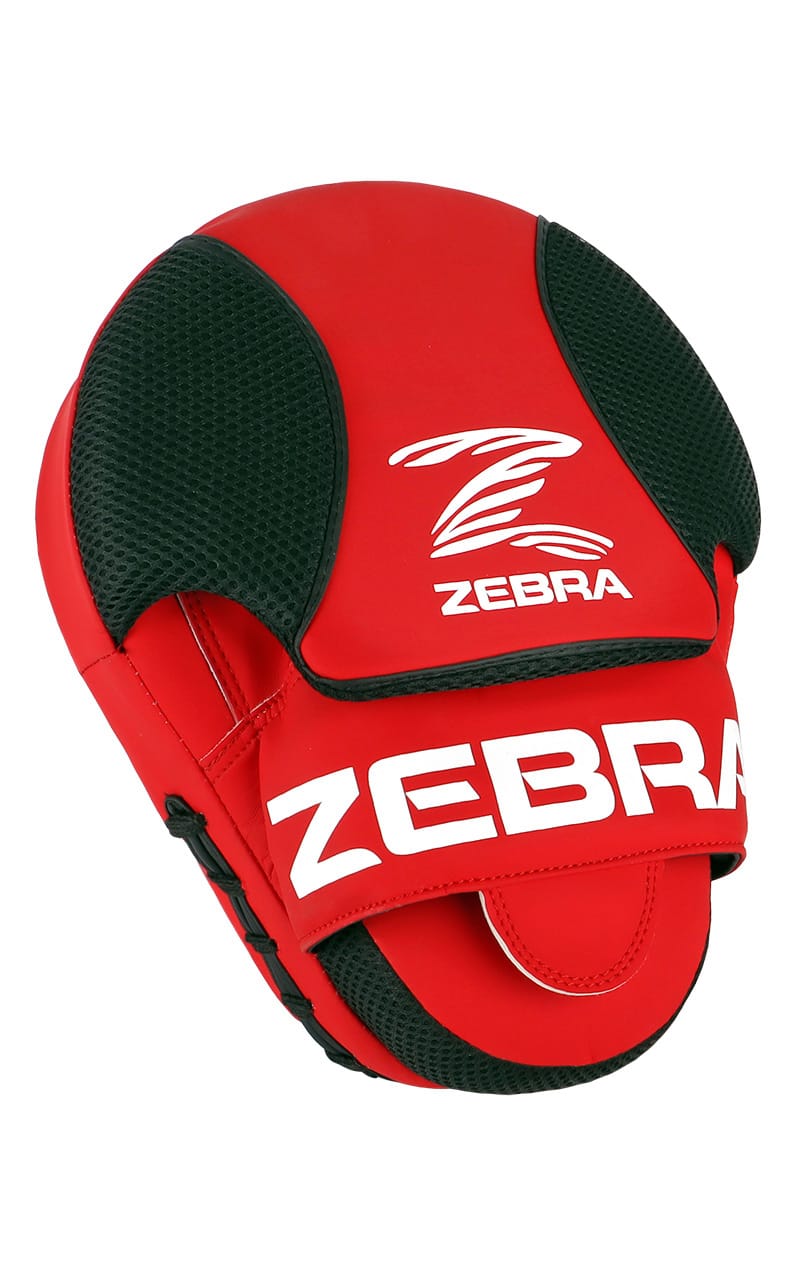 Coussinets de main ZEBRA courbés rouges - grip boule, mesh, très bon amorti (paire)