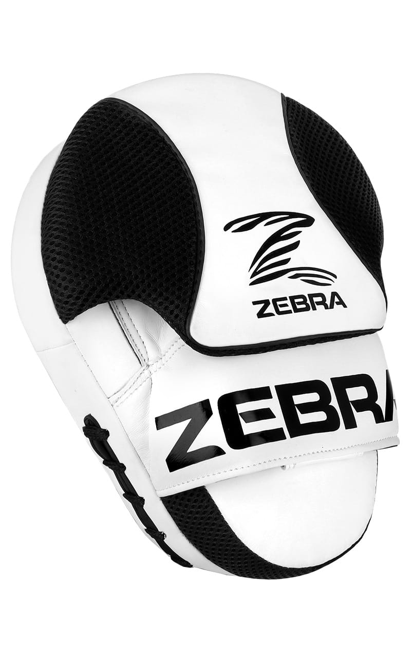 Coussinets de main ZEBRA courbés blancs - grip boule, mesh, très bon amorti (paire)