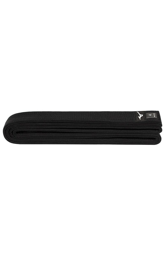 Ceinture de judo MIZUNO noire IJF - Largeur 4,5 cm - Ceinture noire en coton noir mat
