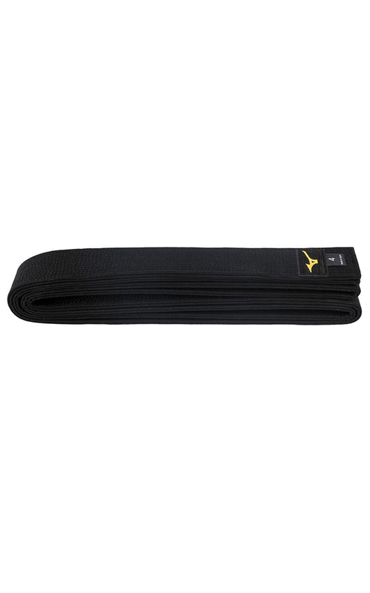 Ceinture de judo MIZUNO Kuro IJF Noire - Fabriquée au Japon - Largeur 4,5 cm - Ceinture noire en coton noir mat