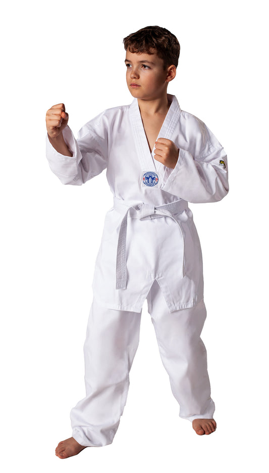 Chanson de la tenue de taekwondo KWON (R) - Tenue de TKD pour enfants débutants avec veste