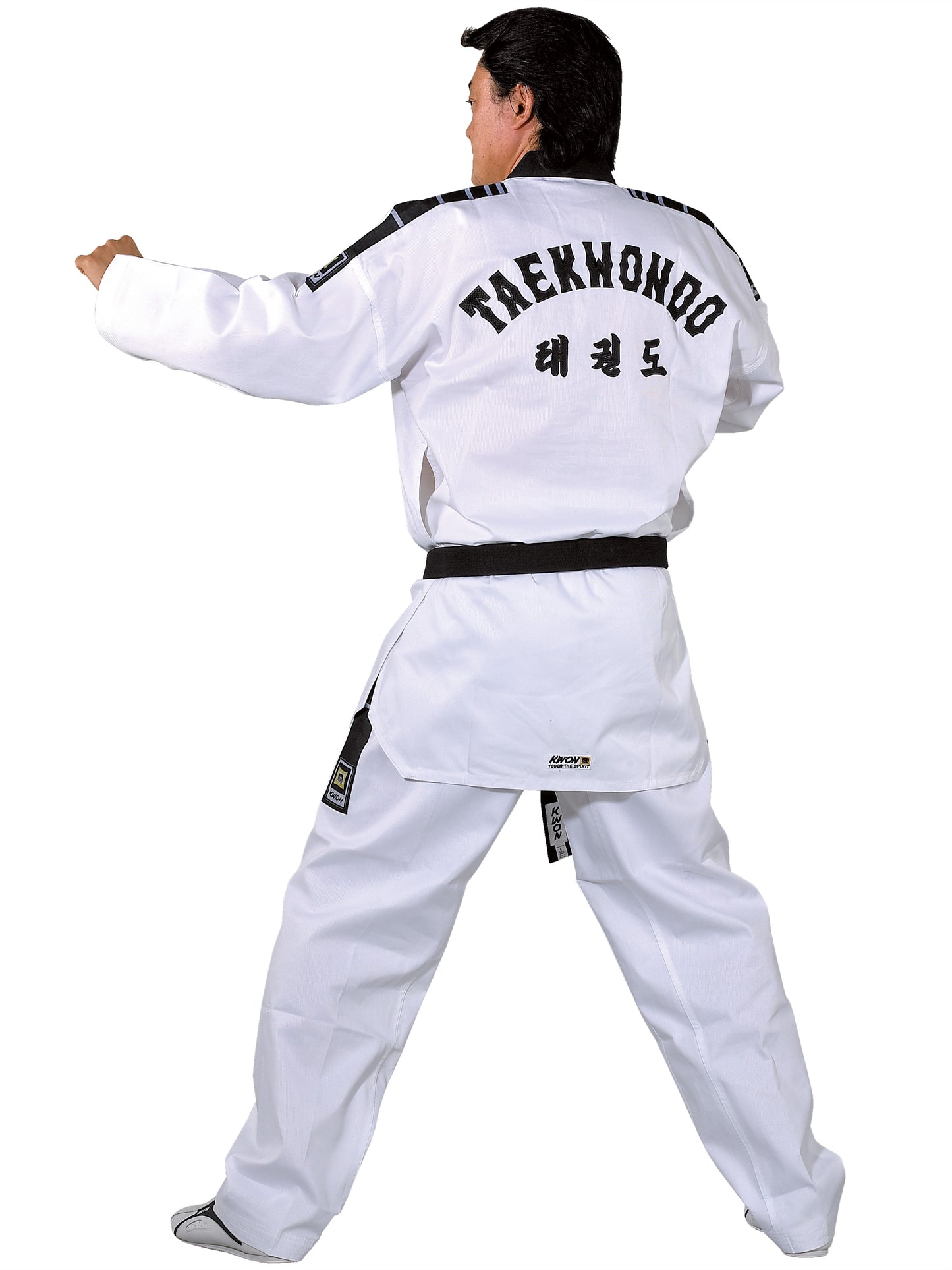 Uniforme de Taekwondo KWON (R) Grand Victory avec broderie au dos, revers noir