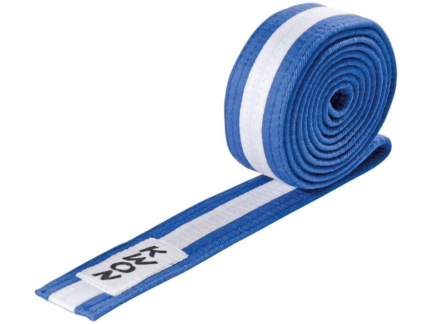 Ceinture d'arts martiaux KWON (R) Budo bleu/blanc/bleu avec bande centrale