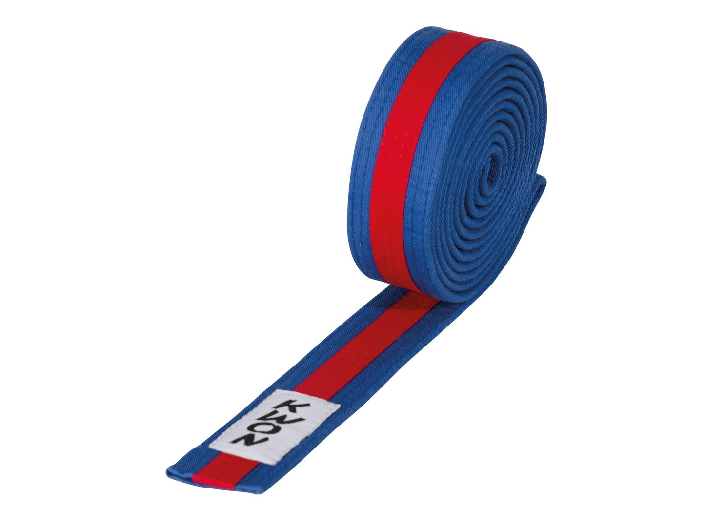Ceinture d'arts martiaux KWON (R) Budo bleu/rouge/bleu avec bande centrale