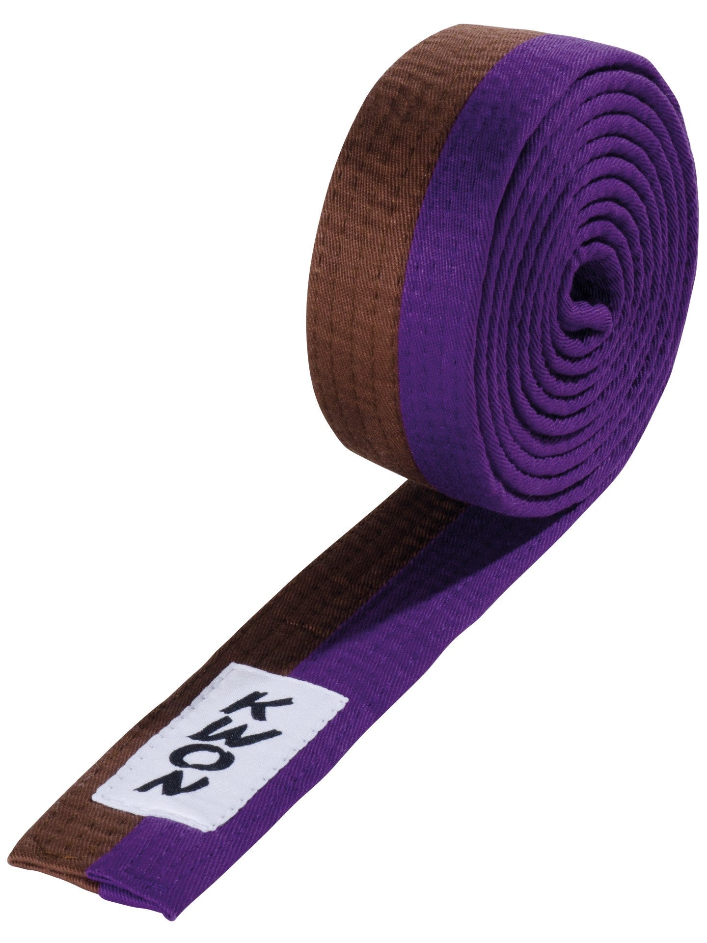 Ceinture d'arts martiaux KWON (R) Budo marron/violet à rayures mi-longues