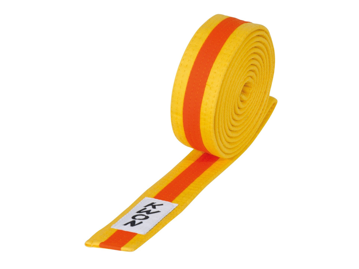 Ceinture d'arts martiaux KWON (R) Budo jaune/orange/jaune avec bande centrale