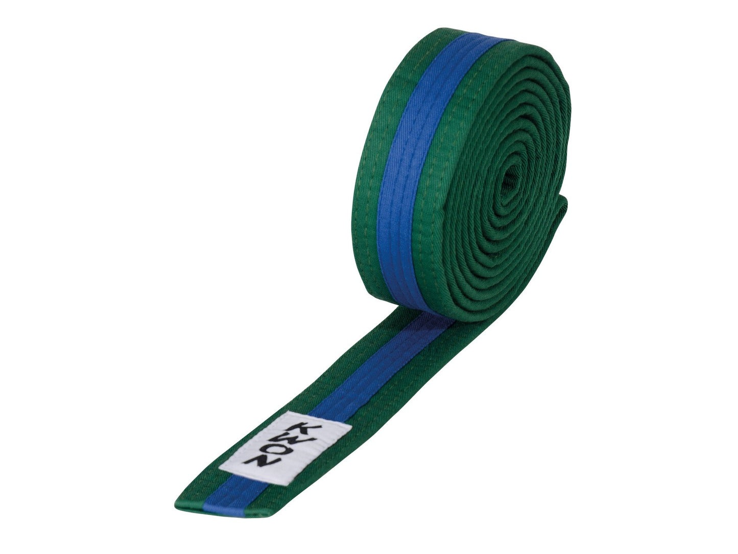 Ceinture d'arts martiaux KWON (R) Budo verte/bleue/verte avec bande centrale