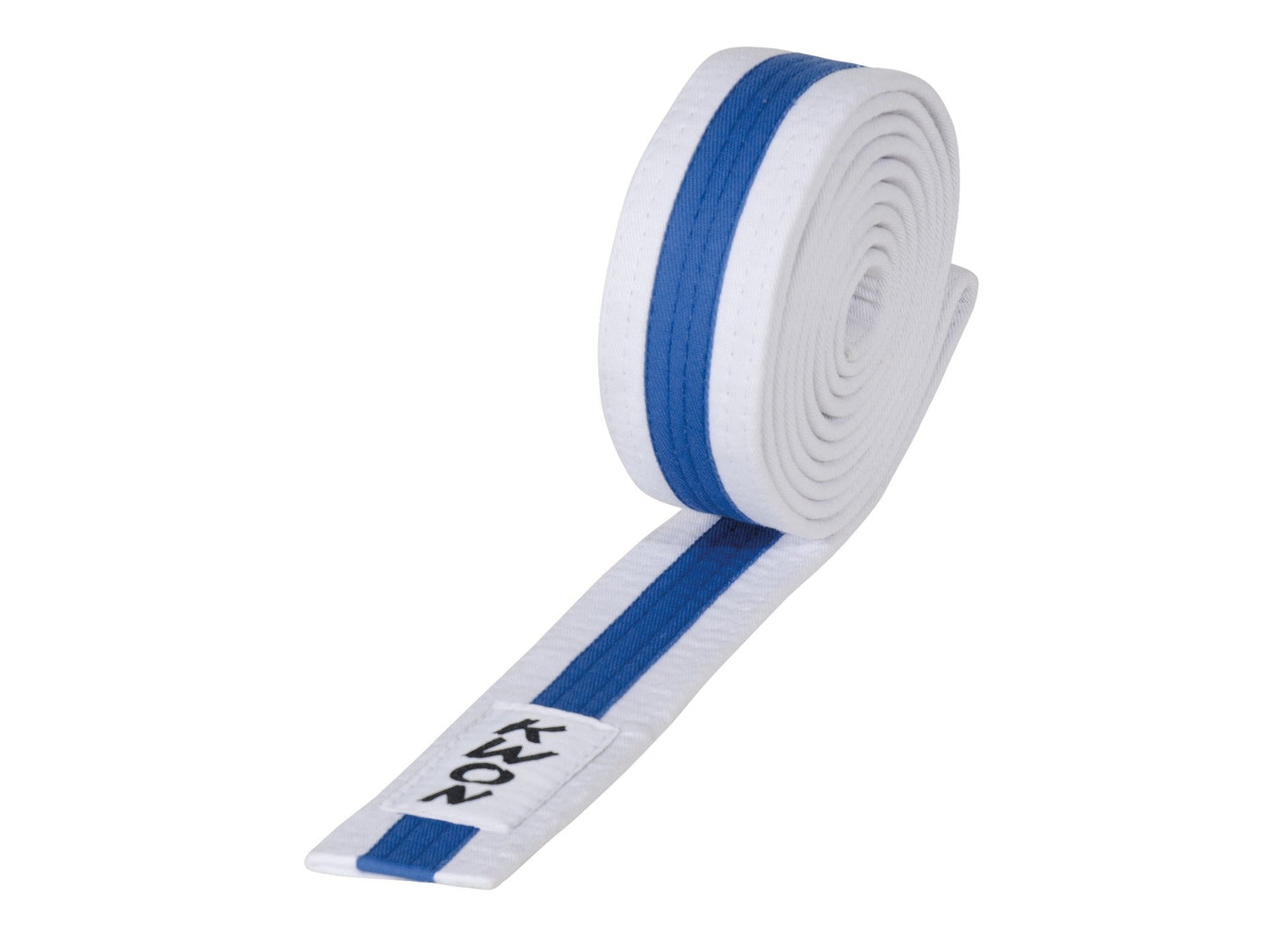 Ceinture d'arts martiaux KWON (R) Budo blanche/bleue/blanche avec bande centrale
