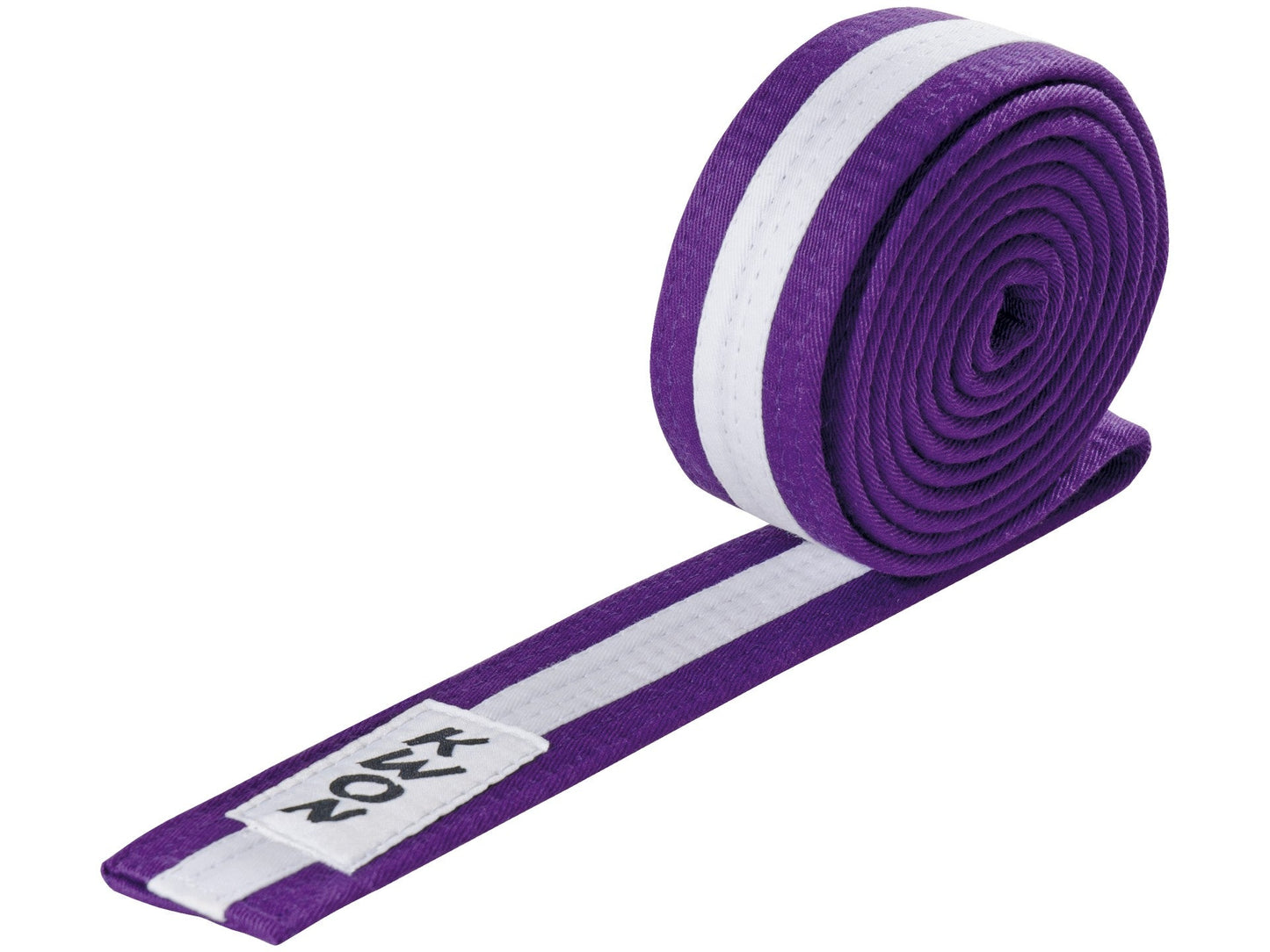 Ceinture d'arts martiaux KWON (R) Budo violette/blanche/violette avec bande centrale