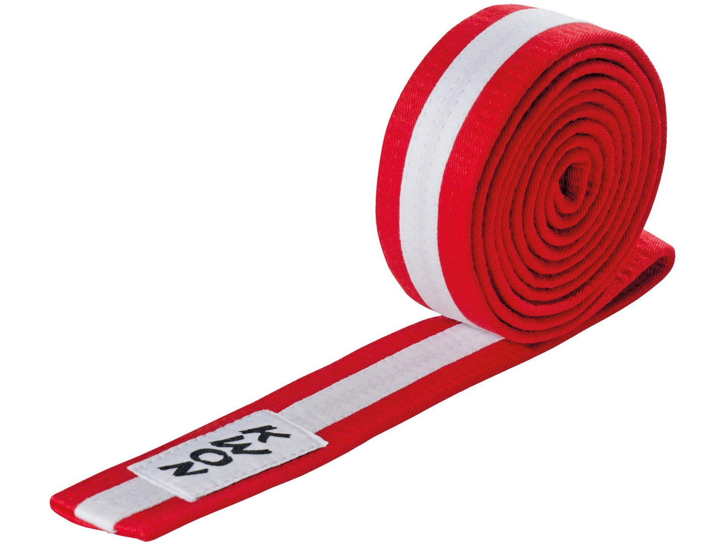 Ceinture d'arts martiaux KWON (R) Budo rouge/blanc/rouge avec bande centrale
