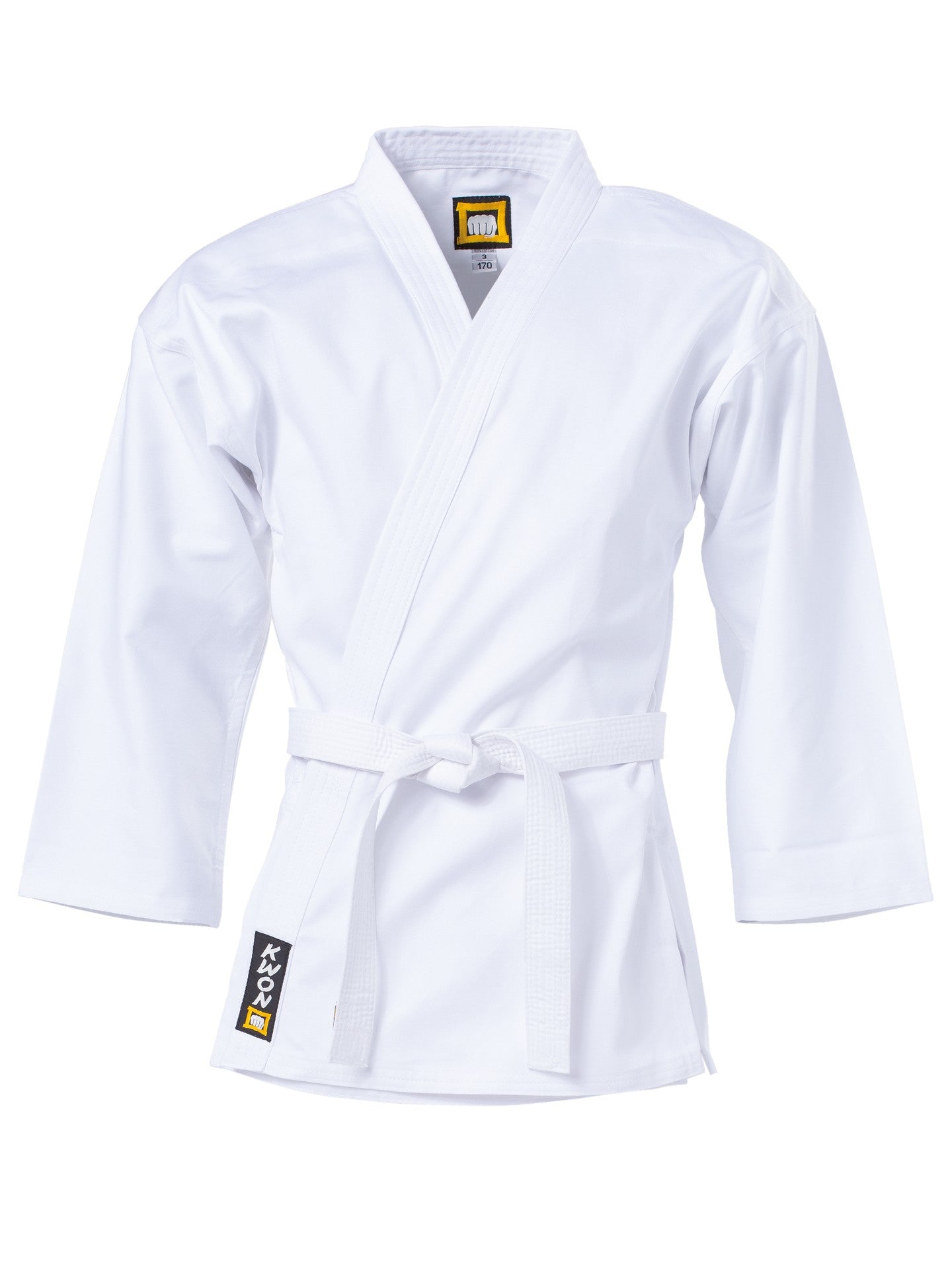 Veste de karaté KWON (R) blanche - Traditionnelle - 8 oz - Coupe longue