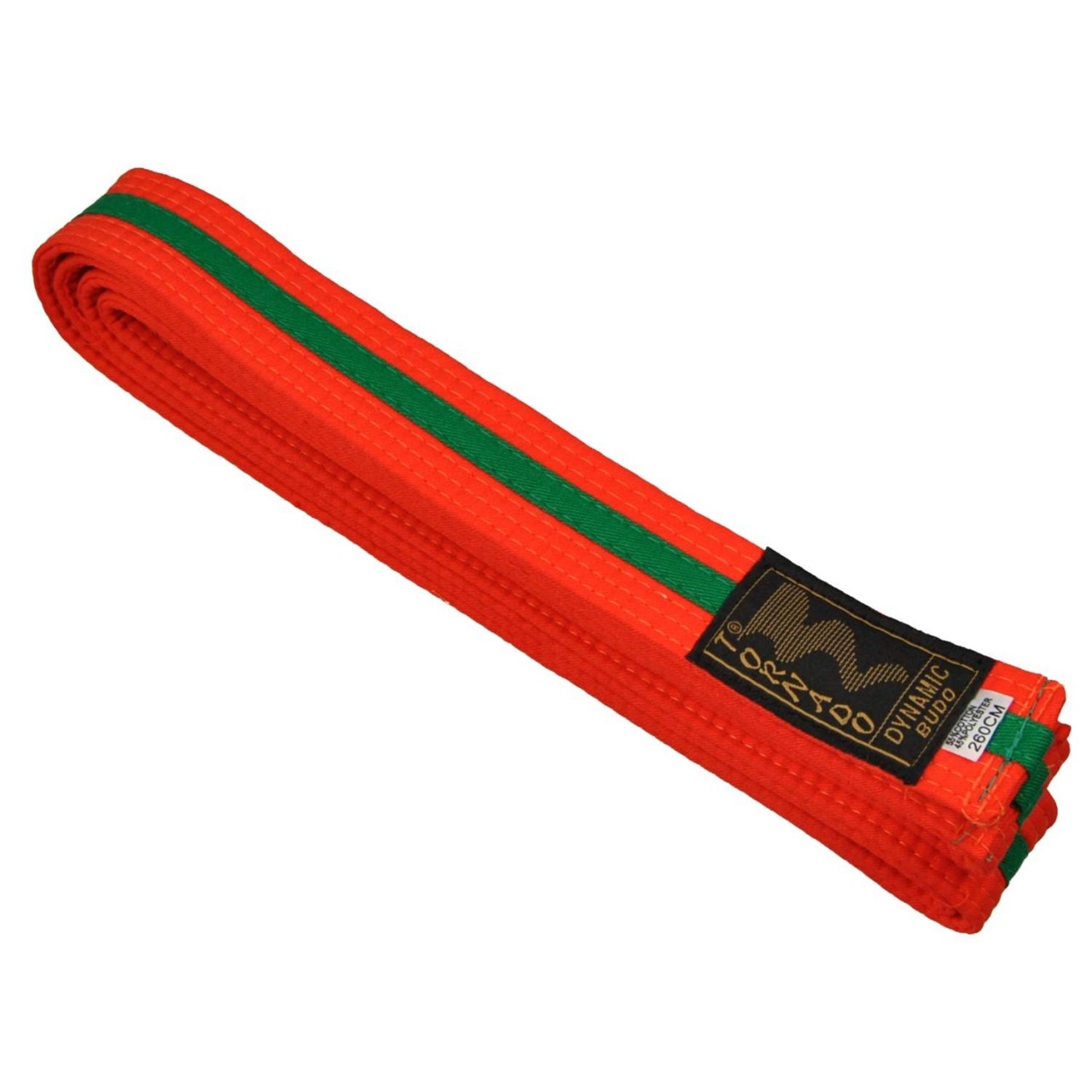 Ceinture de karaté orange-vert - bicolore - largeur 4 cm - bande centrale de ceinture orange-vert