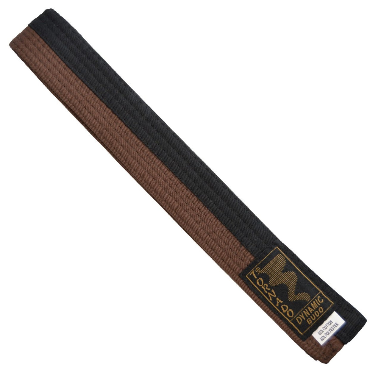 Ceinture Budo marron-noir fendue au milieu