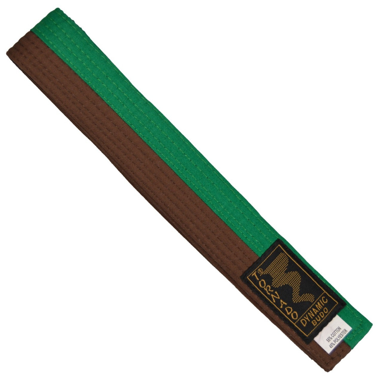 Ceinture Budo verte-marron fendue au milieu