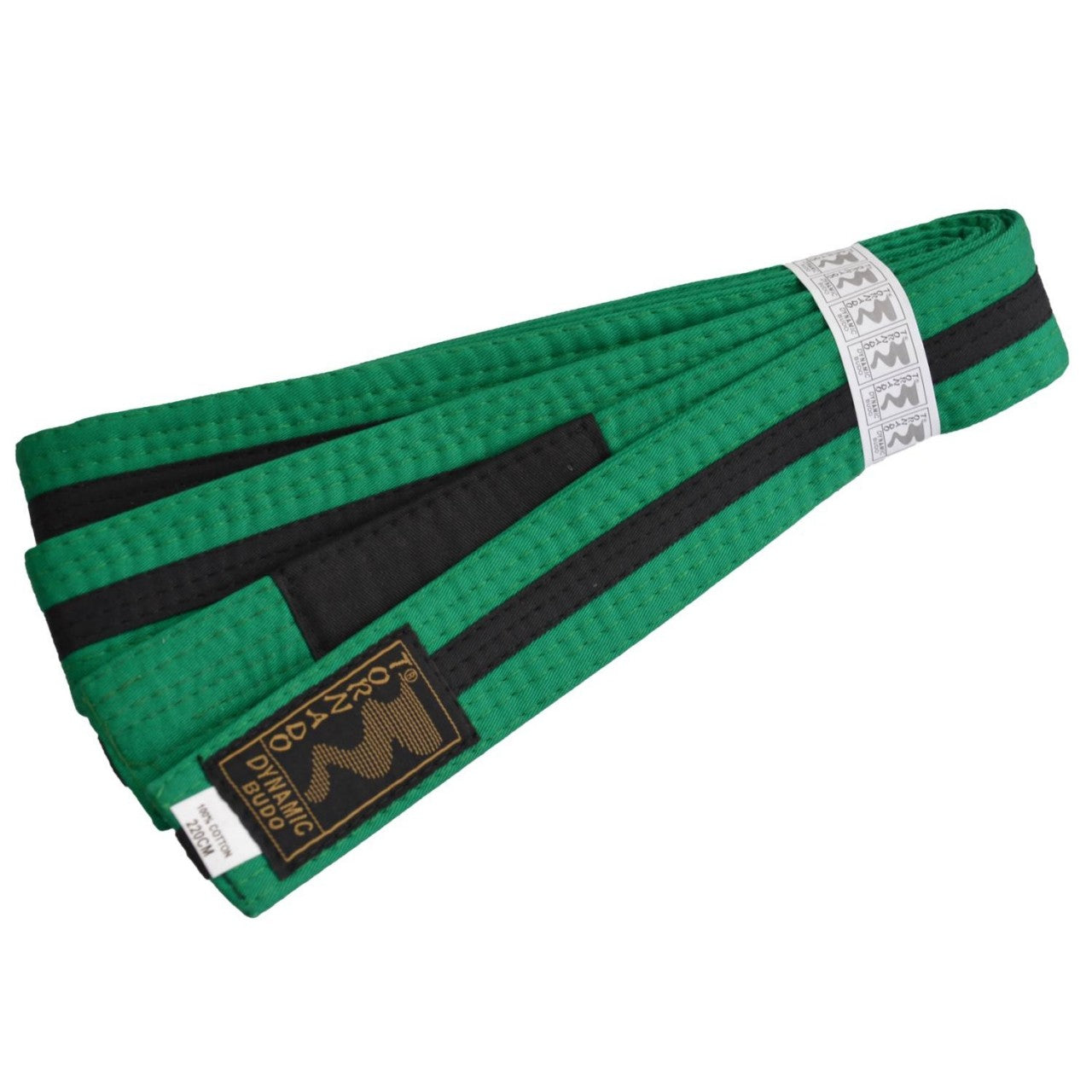 Ceinture de jiu-jitsu brésilien BJJ pour enfants verte-noire avec barre