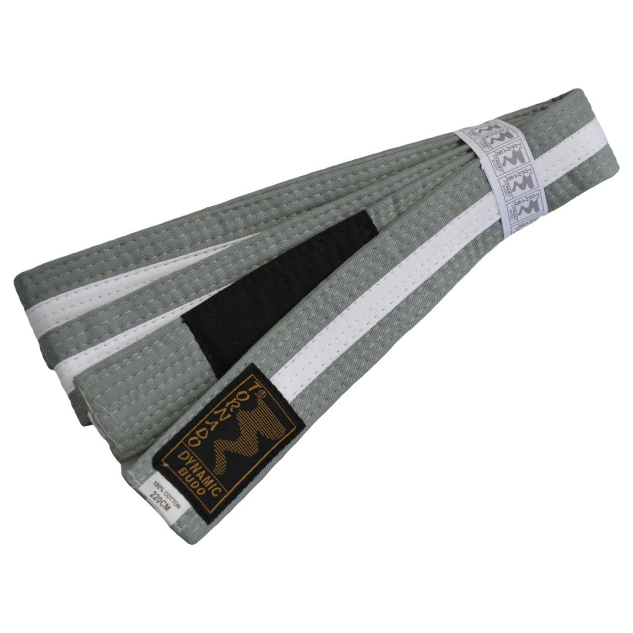Ceinture de jiu-jitsu brésilien BJJ pour enfants gris-blanc avec barre