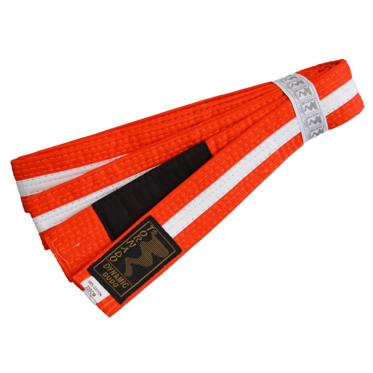 Ceinture de jiu-jitsu brésilien BJJ pour enfants orange-blanc avec barre