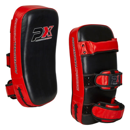 PX Thai Pad (paire) - Arm Makiwara - cuir véritable noir-rouge - pad de frappe, mitaine
