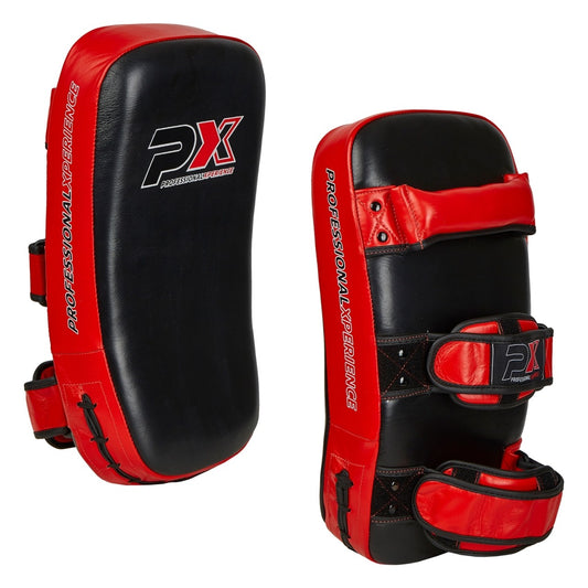 PX Thai Pad (paire) - Arm Makiwara - cuir véritable noir-rouge - pad de frappe, mitaine