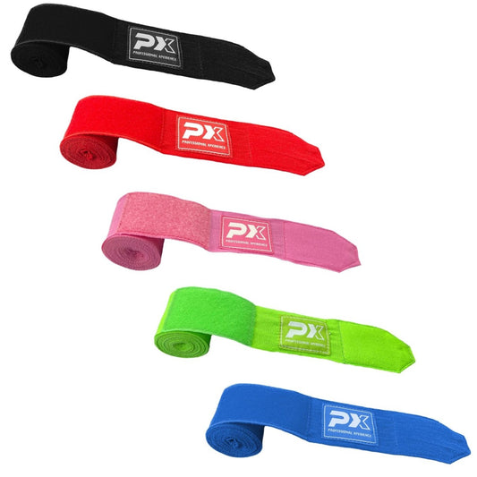 Bandages de boxe PX longueur 350 cm couleurs variées – matière respirante, mélange de coton pour un ajustement confortable