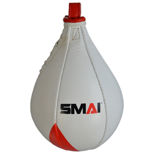 Speedball SMAI en cuir véritable, environ 25 cm, rouge-blanc – pour l'entraînement de la coordination
