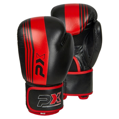 Gants de boxe PX en cuir noir et rouge, 230-473 g – Gants d'entraînement rembourrés