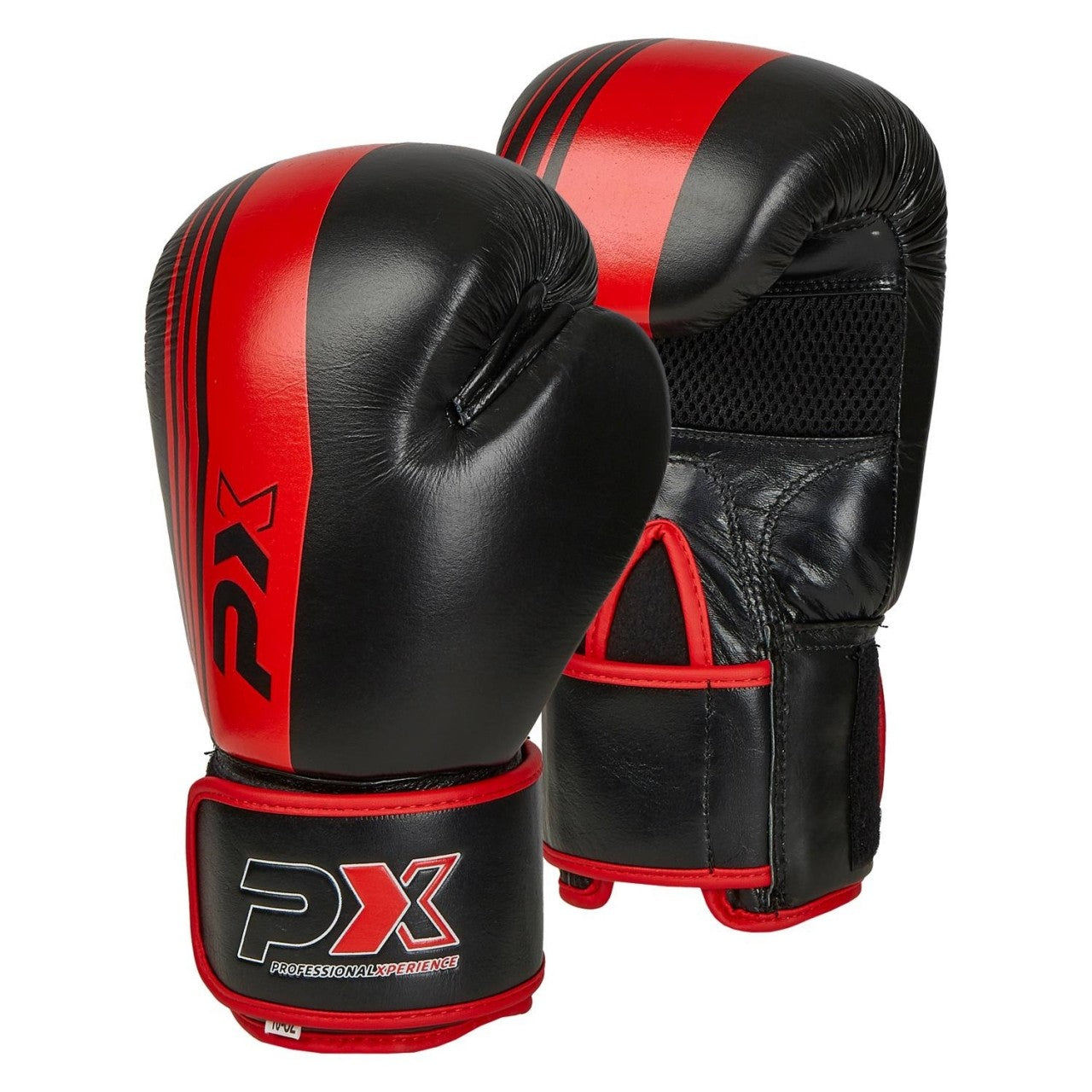 Gants de boxe PX en cuir noir et rouge, 230-473 g – Gants d'entraînement rembourrés