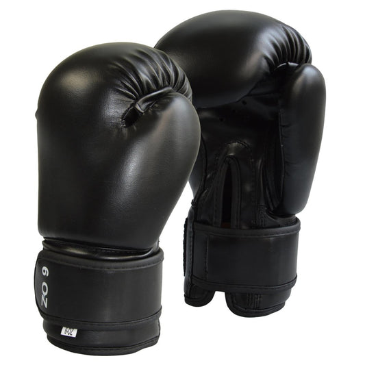 Gants de boxe junior en cuir synthétique noir – coupe ergonomique