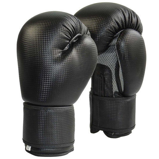Gants de boxe TEKKA BUDO Carbon Optic Black Mesh Grey 8-12 Oz - Gants d'entraînement rembourrés