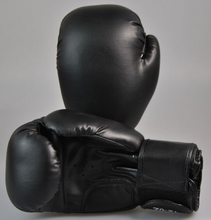 Gants de boxe TEKKA BUDO Top Model en cuir véritable noir 8-14 oz - Gants d'entraînement rembourrés
